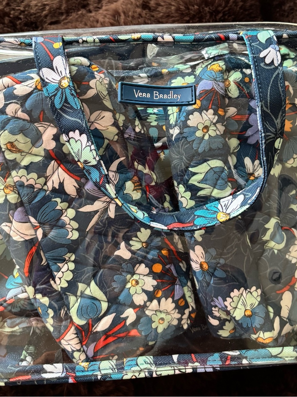 Vera Bradley Navy Floral Quilted Travel Set